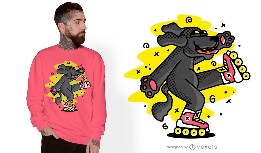 Roller skating dog t-shirt design Roller skating dog t-shirt design