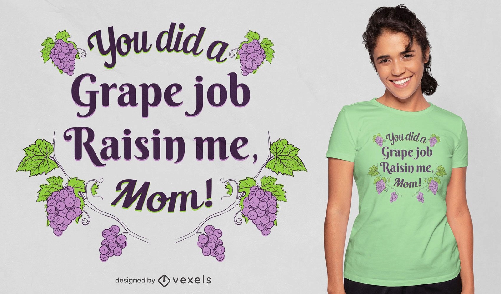 Diseño de camiseta de cita divertida de uvas