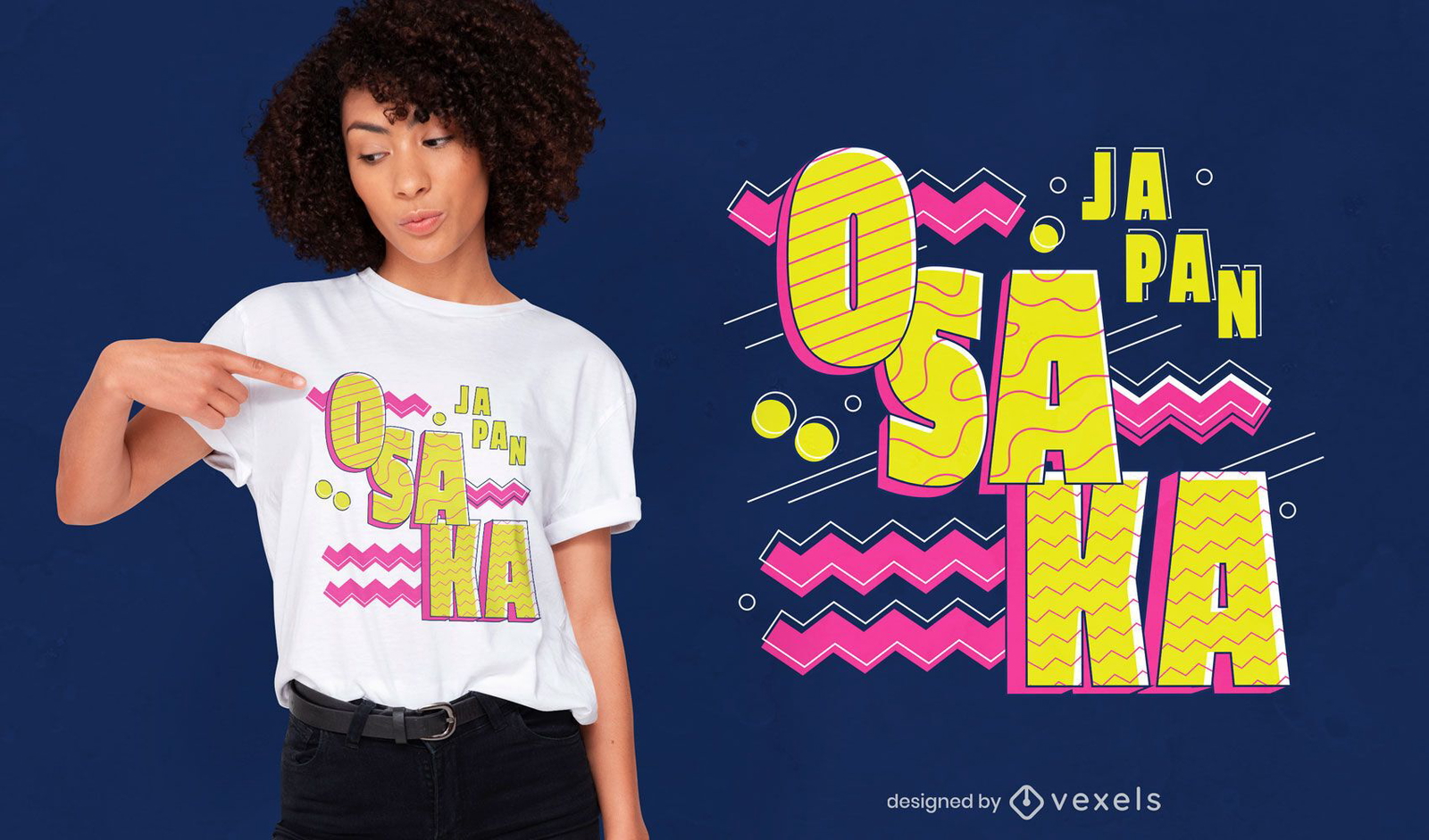 Design de camiseta com letras de Osaka Japão