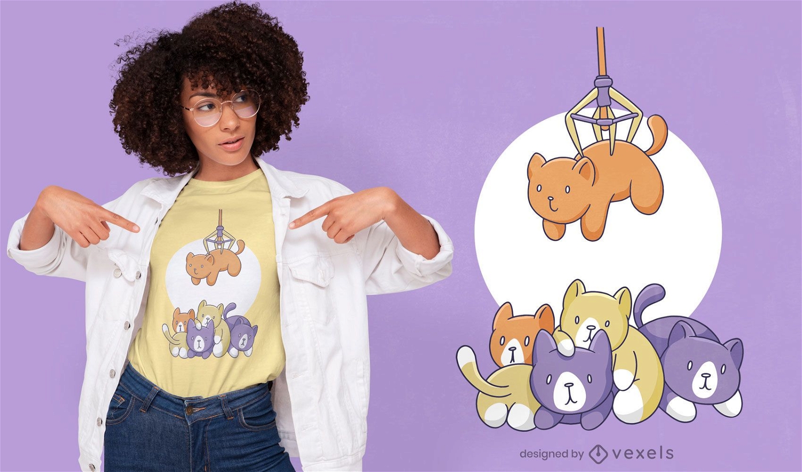 Gatos fofos garra m?quina de design de camisetas