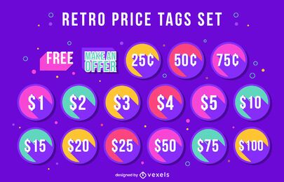 Price tags discount retro style set Price tags discount retro style set