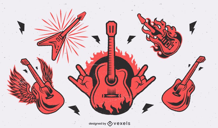 Rock and roll musical instrument guitar set Rock and roll musical instrument guitar set
