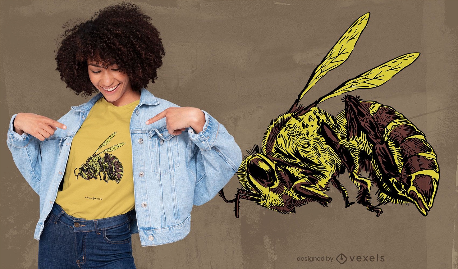 Realistisches T-Shirt-Design der toten Biene