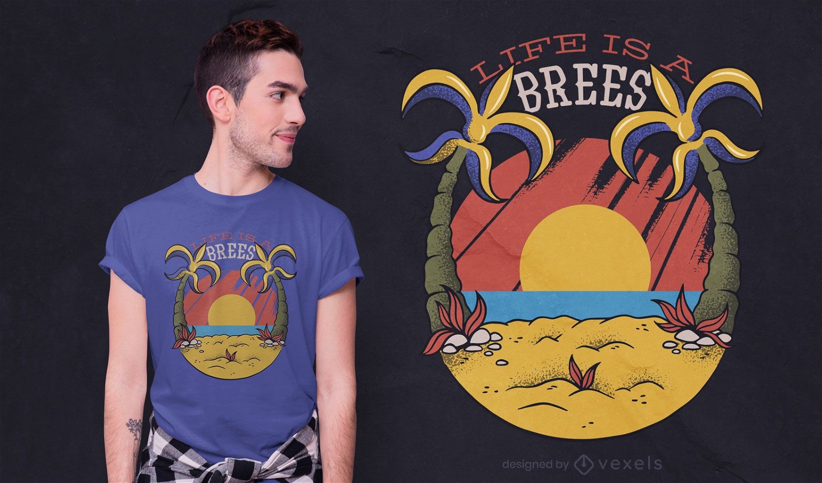 Palm trees beach t-shirt design