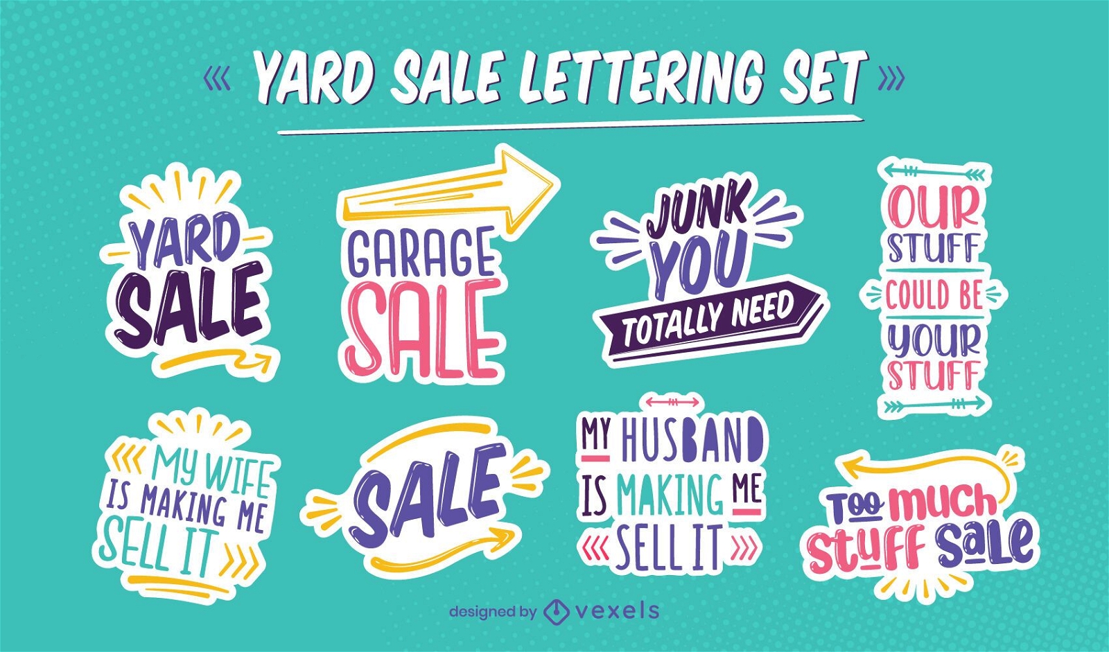 Yard Sale Angebot Zitat Schriftzug Set