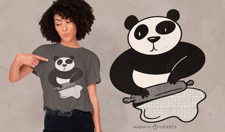 Diseño de camiseta panda cooking rolling pin Diseño de camiseta panda cooking rolling pin