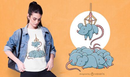 Ratones en diseño de camiseta de máquina de garras.