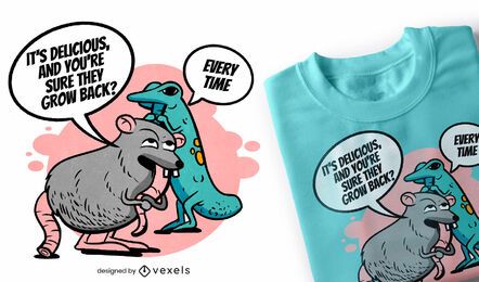 Design de camiseta com cauda de rato e lagarto Design de camiseta com cauda de rato e lagarto