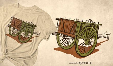 Wooden cart antique t-shirt design Wooden cart antique t-shirt design