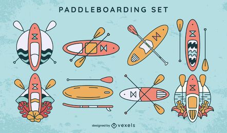 Conjunto de equipamentos de paddleboarding esporte aquático