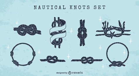 Conjunto de silhueta náutica de nós de vela