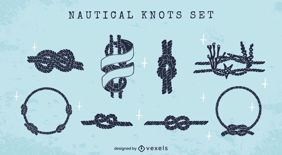 Conjunto de silueta náutica de nudos de vela Conjunto de silueta náutica de nudos de vela