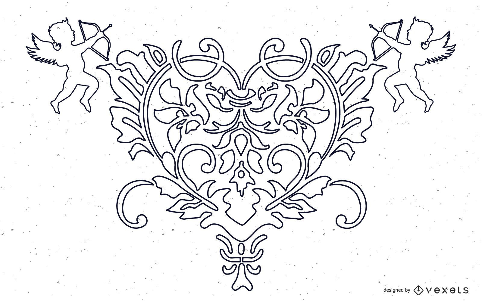 FANTASY HEART ANGEL ORNATE FREE VECTOR