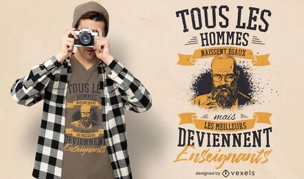 Diseño de camiseta de cita de profesor francés