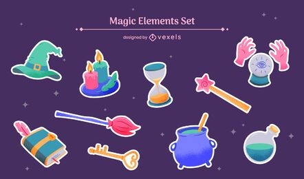 Magical elements witch fantasy set