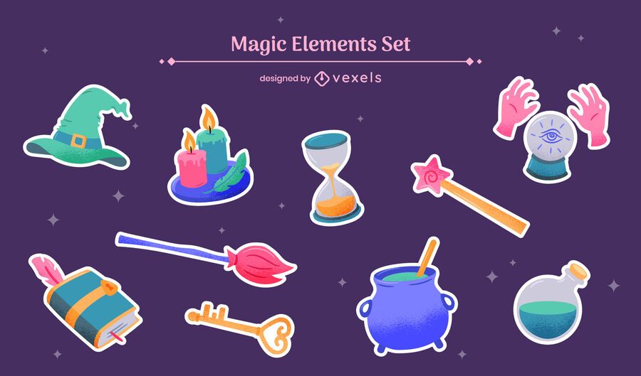 Magical elements witch fantasy set Magical elements witch fantasy set