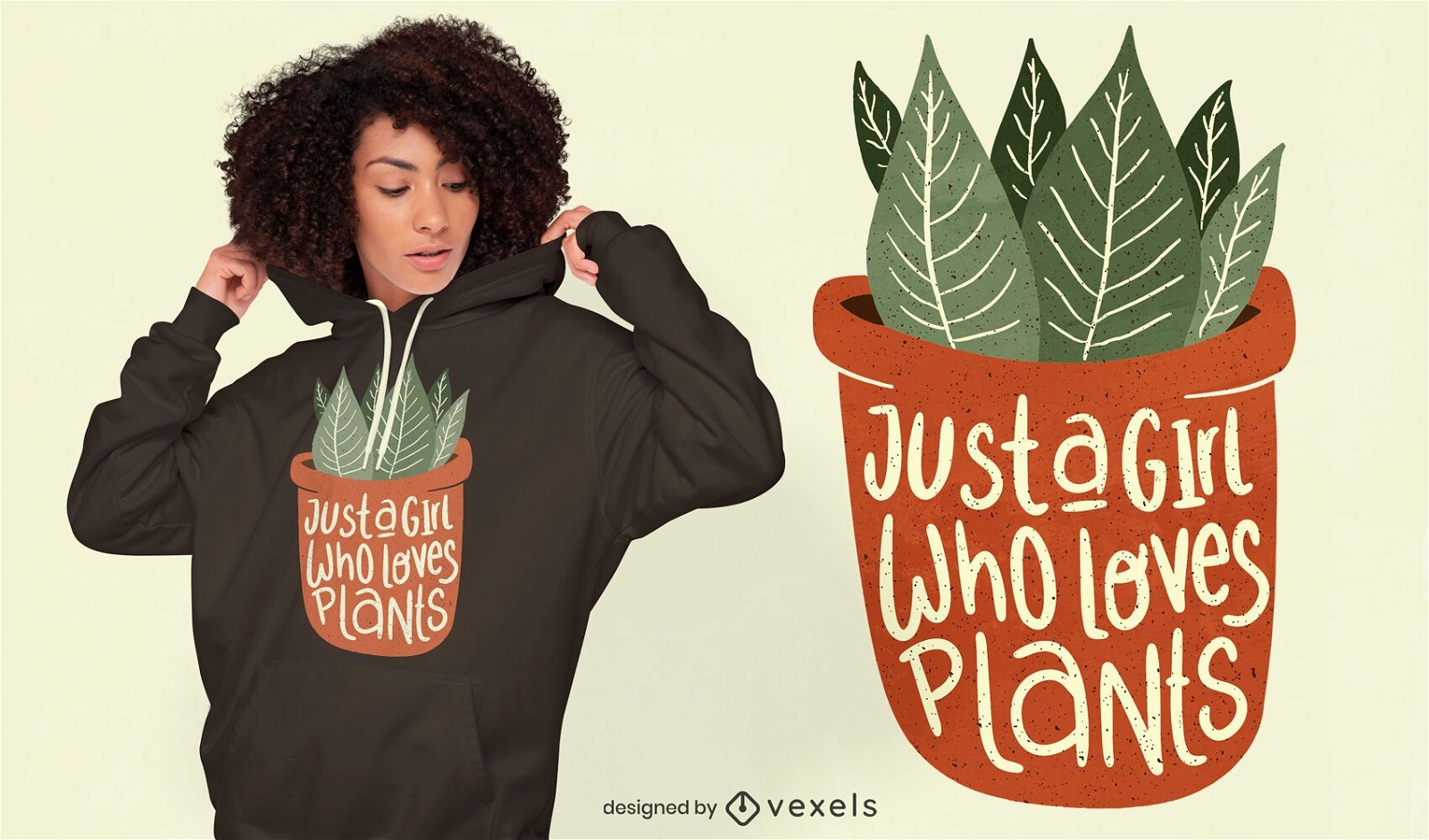 Garota adora design de camisetas de plantas