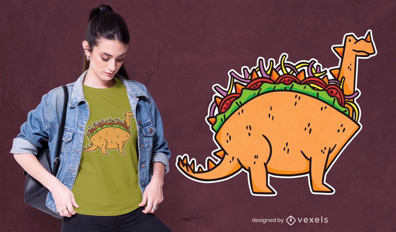 Design de t-shirt de dinossauro taco