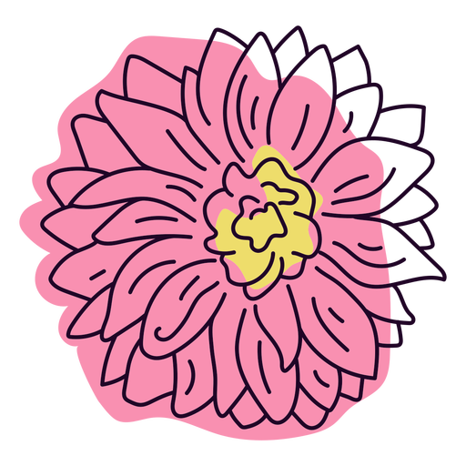 Pink water lily flower color stroke PNG Design