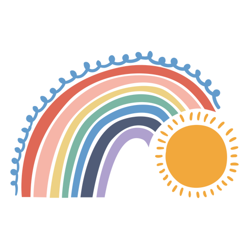 Rainbow and sun flat PNG Design