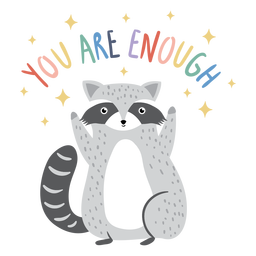 Racoon quote flat PNG Design