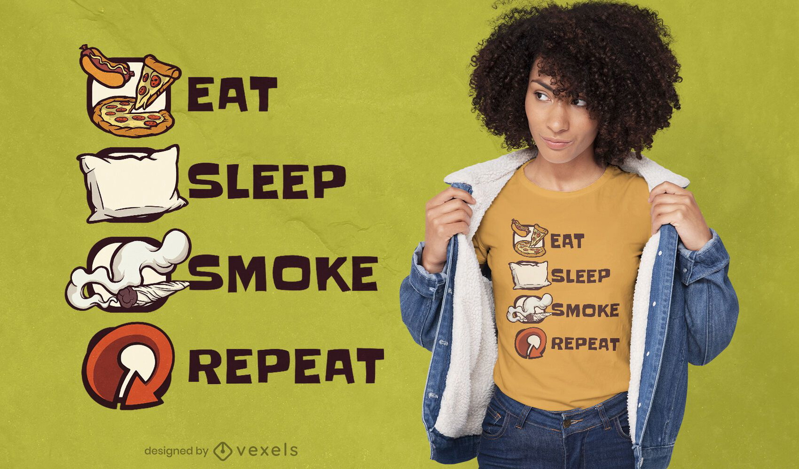 Eat sleep smoke repetir diseño de camiseta