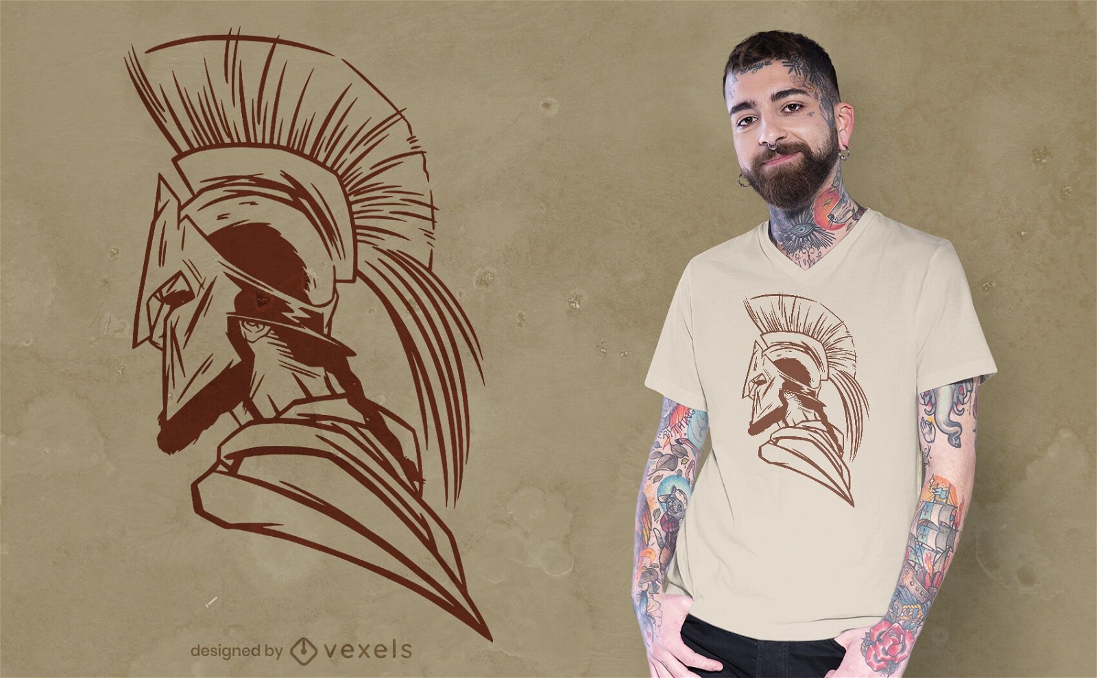 Spartanisches Helm-Seiten-T-Shirt-Design