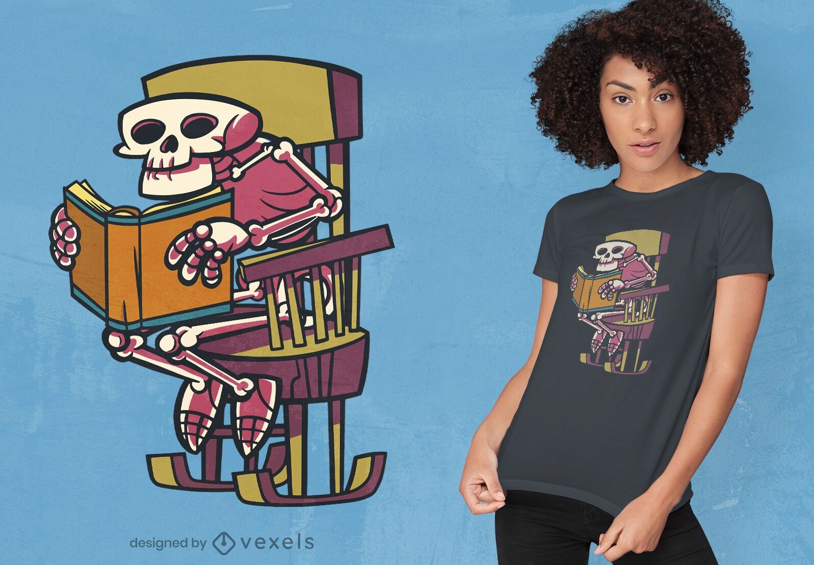Skelett Lesebuch T-Shirt Design