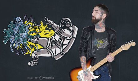Diseño de camiseta astronauta luchando covid.