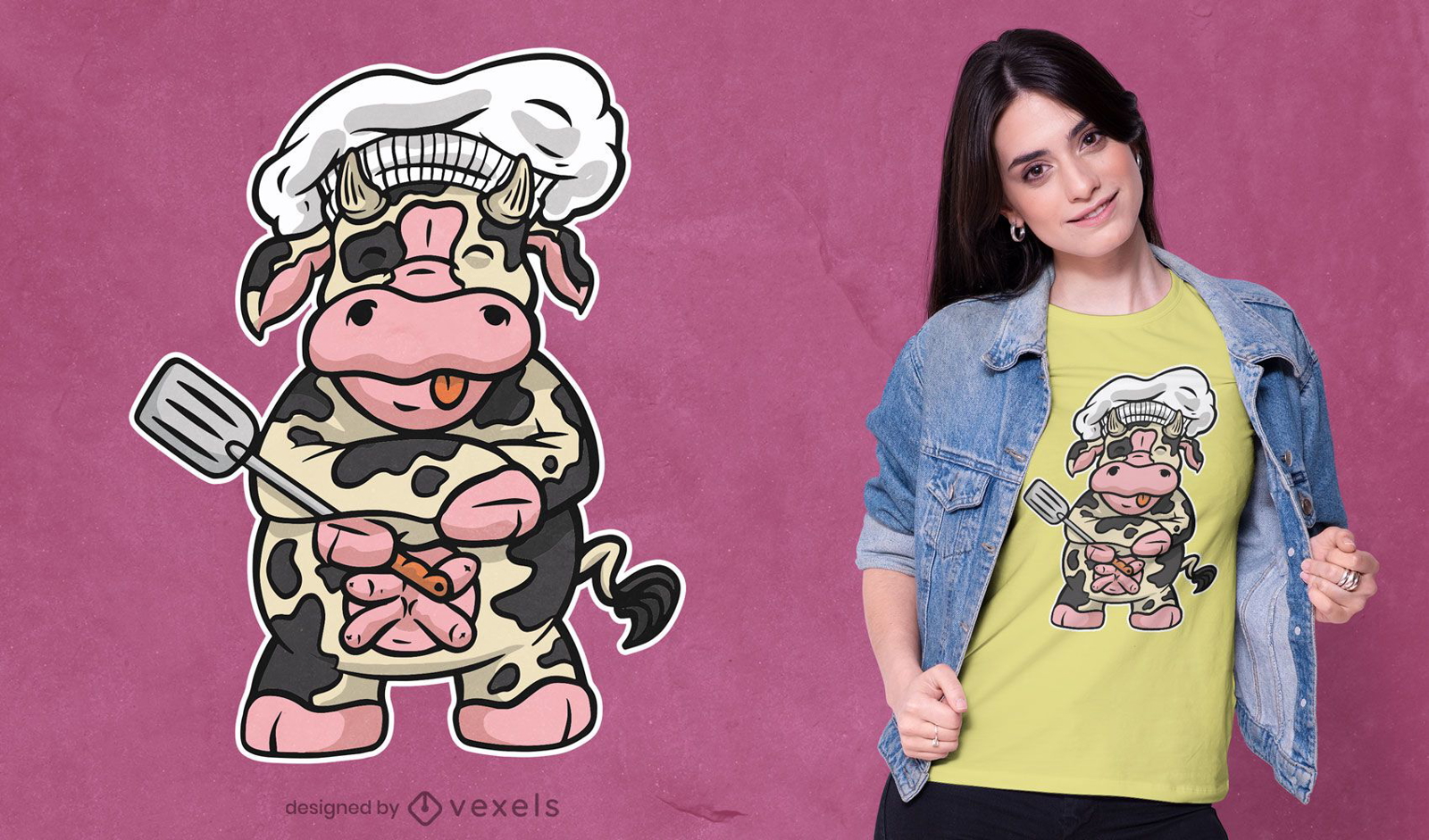 Design de t-shirt de vaca chef