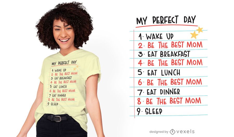 Diseño de camiseta de rutina perfecta para el día de la madre. Diseño de camiseta de rutina perfecta para el día de la madre.