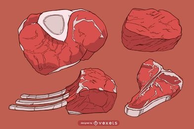 Ilustración de rodajas de filete de carne roja