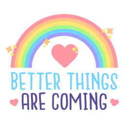 Sparkly rainbow quote flat PNG Design