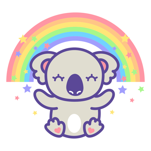 Cute koala and rainbow  PNG Design
