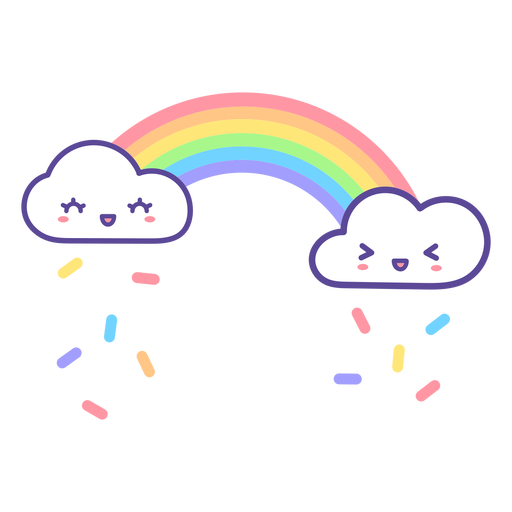Clima de arco iris de nubes felices Diseño PNG