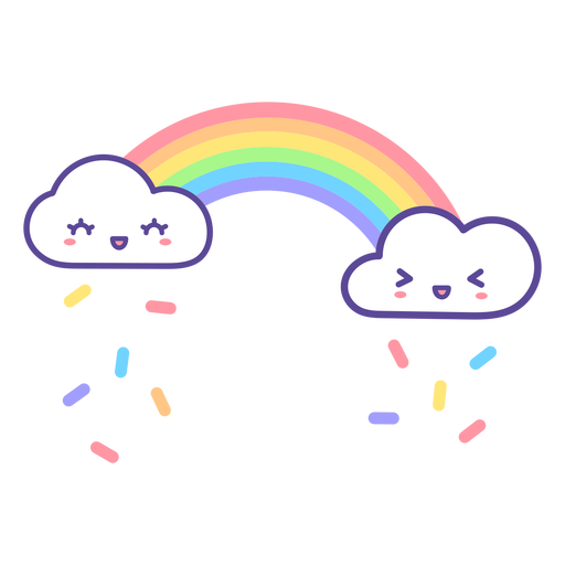 Fröhliches Wolkenregenbogenwetter PNG-Design