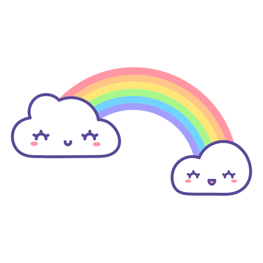 Nuvens bonitos e arco-íris Desenho PNG