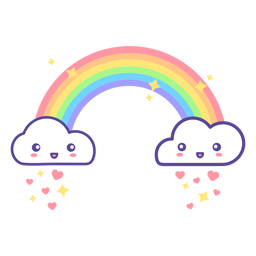 Lindas nubes y arco iris lloviendo corazones Diseño PNG Transparent PNG