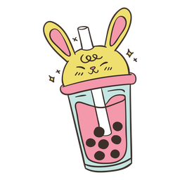 Bunny Boba Tea Cute PNG & SVG Design For T-Shirts