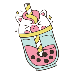 Unicorn boba tea cute PNG Design