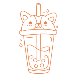Getränke-BobaTeaAnimals-GradientKawaii-Stroke-CR - 6 PNG-Design