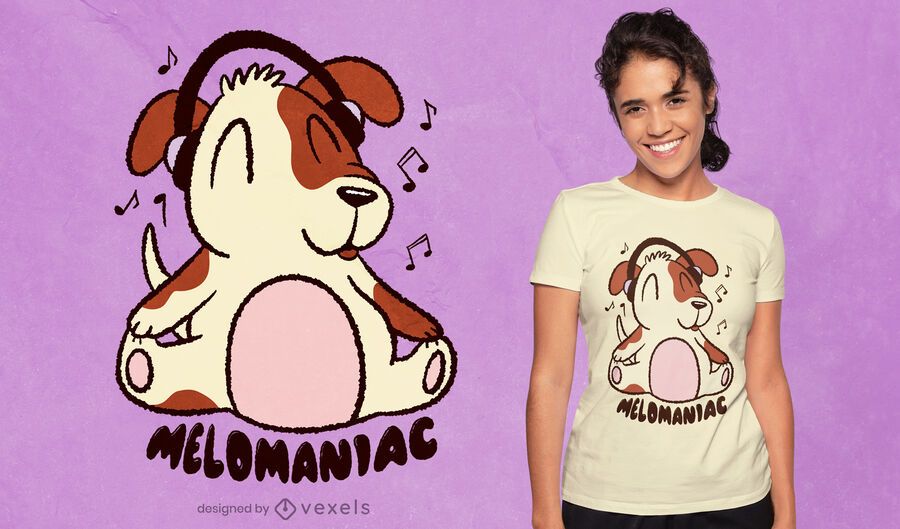 Dog with headphones cartoon t-shirt design Dog with headphones cartoon t-shirt design