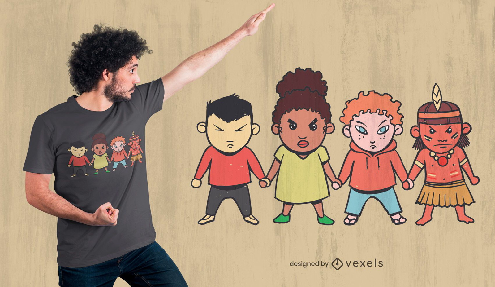 Angry kids cartoon t-shirt design