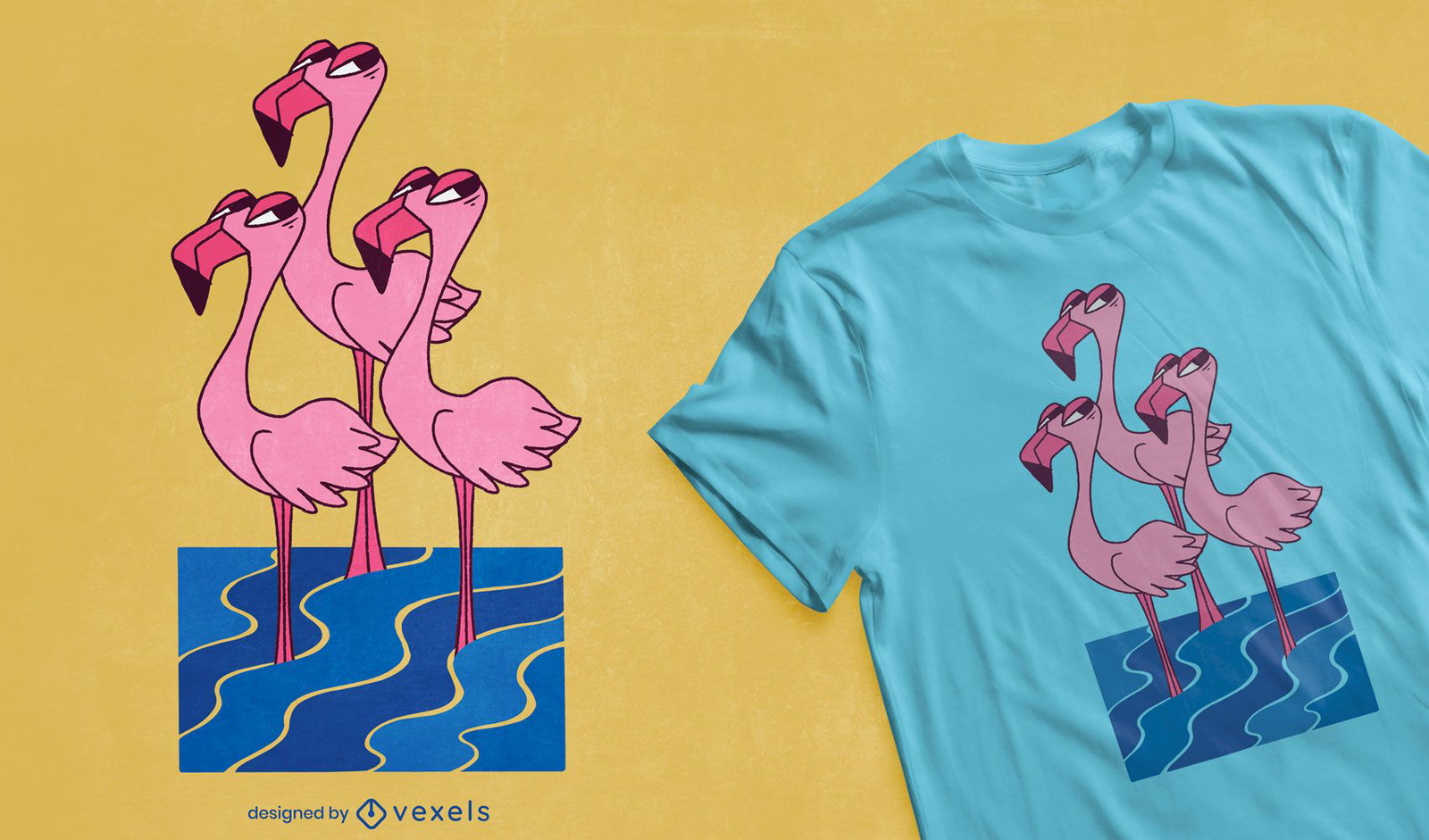 Flamingo trio side eye t-shirt design