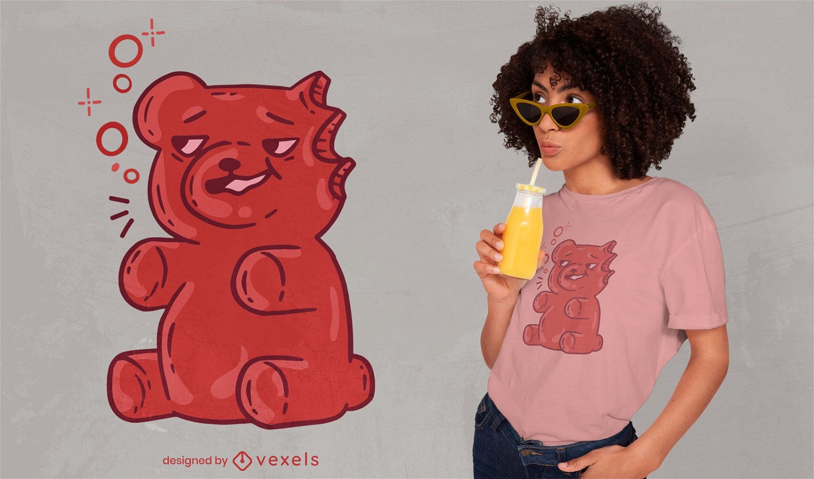 Design de camiseta de ursinho de goma brilhante bêbado