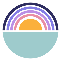 Pôr do sol retrô meio círculo Desenho PNG