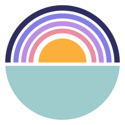 Retro sunset half a circle Transparent PNG