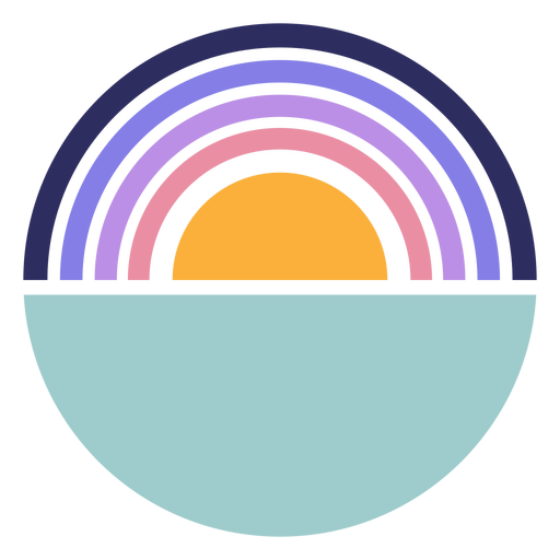 Pôr do sol retrô meio círculo Desenho PNG