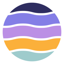 Atardecer retro círculo ondulado Diseño PNG