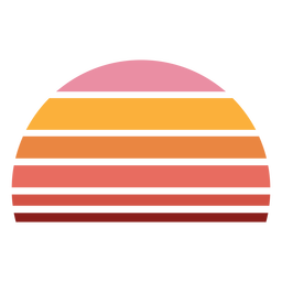 Atardecer retro semicírculo Diseño PNG